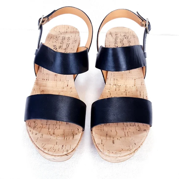KORK-EASE AUSTIN BLACK LEATHER WEDGE SANDAL - Picture 5 of 16